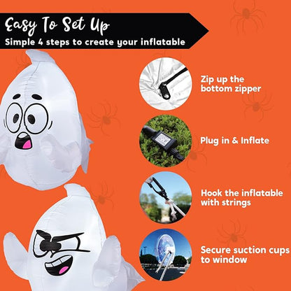 Joiedomi 2 Pack Halloween Inflatable Window Ghost with Build-in LED, 2.6 FT Tall Blow Up Inflatable Scary Flying Ghost Broke Out from Window for Halloween Outdoor, Yard, Garden, Lawn Decoration