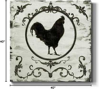 Colorful Animals Painting Wall Art on Canvas Modern Abstract Artwork, Berkshire Rooster Wall Art, Ready to Hang, 40'' x 40''