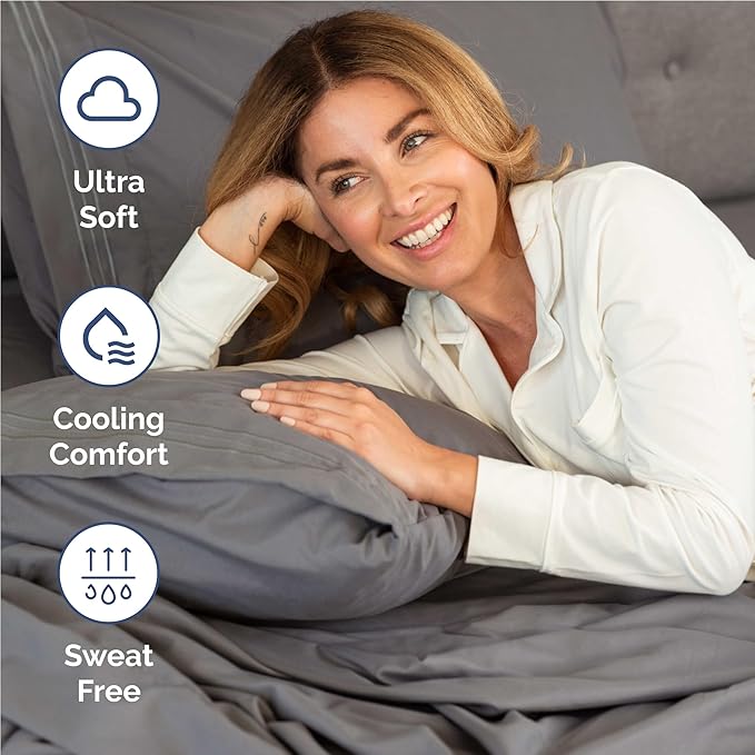 Full Size 4 Piece Sheet Set - Comfy Breathable & Cooling Bed Sheets Set - Hotel Luxury Bedding for Women, Men, Kids, Teens, Boys & Girls - Deep Pockets, Ultra-Soft, Wrinkle Free - Oeko-Tex - Dark Grey