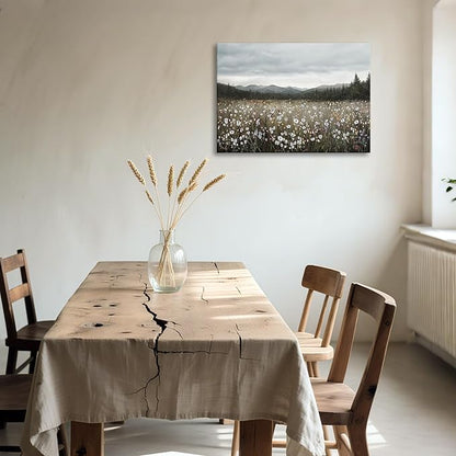 HGUAOA Vintage Framed Floral Landscape Wall Art for Living Room - Large Nature Artwork Above Bed Wall Decor - Farmhouse Mountain Pictures for Bedroom Wall Decor