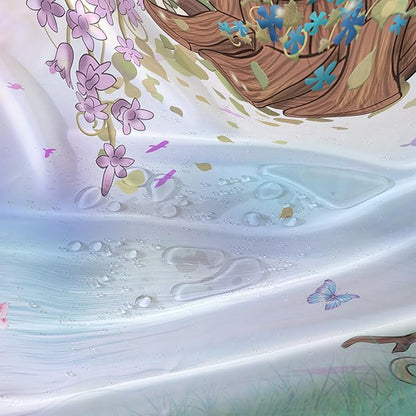AILONEN Yellow Tree Leaves Shower Curtain,Botanical Floral Plants Vine Shower Curtain,Butterfly Floral Shower Curtain for Bathroom Decor Polyester Waterproof with Grommets and Hooks 48" W*72" H