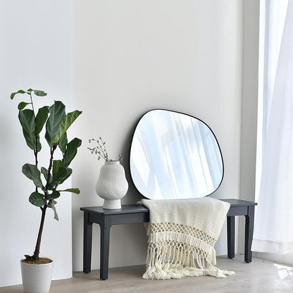 Asymmetrical Wall Mirror for Decor 21"*27", Modern Black Framed Wall Mirror for Living Room Bathroom Bedroom Entryway ELE-STOU-0065B