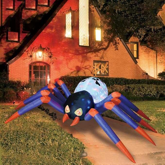 12FT Halloween Inflatables Spider, Halloween Outdoor Inflatable Decoration Blow Up Spider Yard Decoration with Build in LED Light for Halloween Holiday Party Patio Lawn Yard Garden