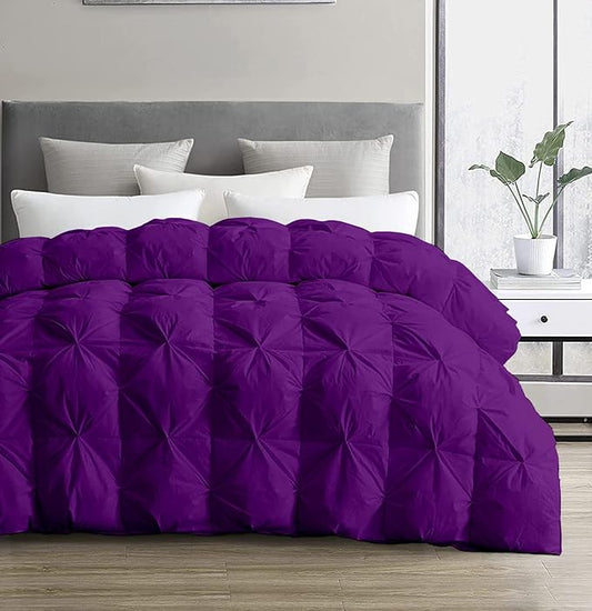 SLEEP-NEST Oversized King Comforter 116 x 98 - All-Season Hotel Luxury Down Alternative - Pintuck Pinch Pleat Design with 8 Corner Tabs - Ultra Soft, Breathable, Extra Large Quilt - Purple
