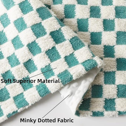 Soft Checkered Baby Blankets for Unisex Girls or Boys Breathable Gender Neutral Nursery Double Layer Blankets with Dotted Backing for Newborn Toddlers (30” X 40”)