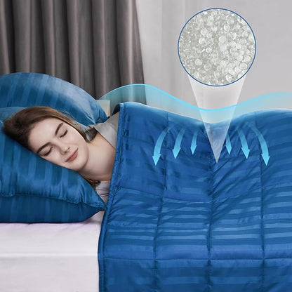 Weighted Blanket for Adult,20lbs Heavy Weighted Blanket 80"x87" Breathable Cooling Summer Blankets, Ultra Soft Cotton Comfort Throw Blanket with Glass Beads for All-Season (Blue)