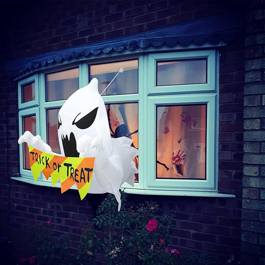 3.5FT Halloween Inflatables Flying Ghost Broke Out from Window, Blow Up Inflatables with Built-in LED Lights, Halloween Outdoor Inflatables Decorations for Yard Garden Lawn Decor