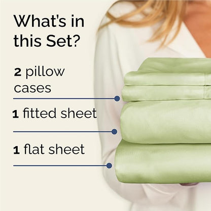 CGK Linens Twin XL 4 Piece Sheet Set - Cooling Sheets for Hot Sleepers - Hotel Luxury Bedding Set with 8-16 Inch Deep Pockets - 1 Flat & 1 Fitted & 2 Pillowcases - Soft and Wrinkle Free - Light Sage