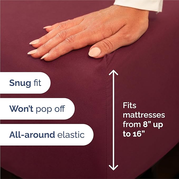 CGK Linens King 6 Piece Sheet Set - Cooling Sheets for Hot Sleepers - Hotel Luxury Bedding Set w/ 8-16 Inch Deep Pockets - 1 Flat & 1 Fitted & 4 Pillowcases - Soft, Comfy and Wrinkle Free - Burgundy