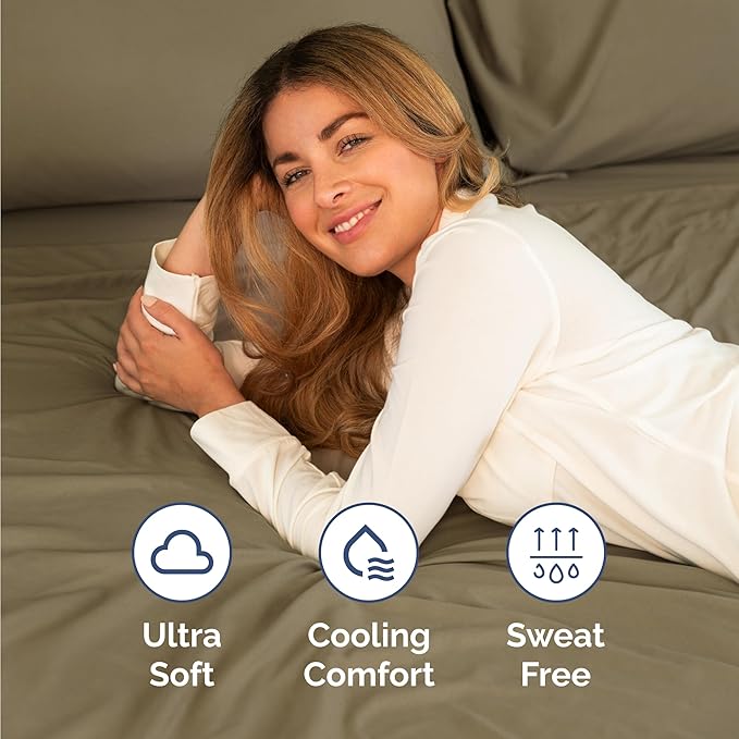 CGK Linens Twin 4 Piece Sheet Set - Cooling Sheets for Hot Sleepers - Hotel Luxury Bedding Set with 8-16 Inch Deep Pockets - 1 Flat & 1 Fitted & 2 Pillowcases - Soft, Easy Care & Wrinkle Free - Khaki