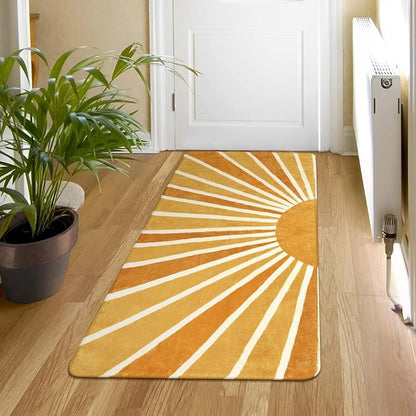 Lahome Boho Runner Rug - Area Non-Slip Washble Laundry Room Small Throw Entryway Indoor Kitchen Mats Sun Print Distressed Carpet Runners for Hallway Bedroom Bathroom Kids Nursery Rug, 2'x4'