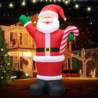 DomKom 14 FT Huge Christmas Inflatable Outdoor Decoration Santa Claus, LED Lights Holiday Blow Up Yard Decoration for Holiday Party Garden Yard Lawn Winter Decor