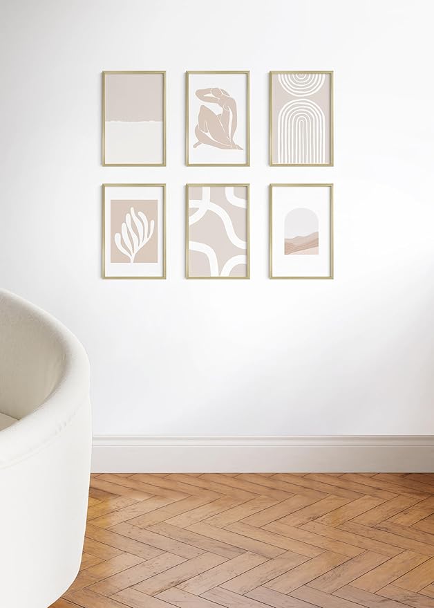 HAUS AND HUES 11x17 Gold Metal Picture Frames - Features Premium Aluminum, Vertical & Horizontal Hang, Shatterproof Plexiglass - Perfect for Home, Room, Office (11x17 in, Gold, Set of 6)