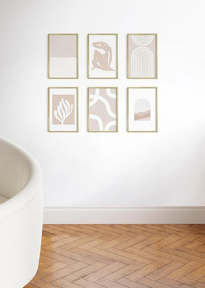 HAUS AND HUES 11x17 Gold Metal Picture Frames - Features Premium Aluminum, Vertical & Horizontal Hang, Shatterproof Plexiglass - Perfect for Home, Room, Office (11x17 in, Gold, Set of 6)