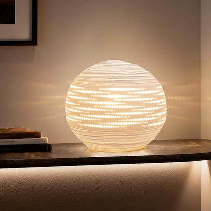 RONDURE 8.7" Modern Ceramic Table Lamp, Modern Bedside Lamps for Bedroom, Living Room and Nightstand, White Translucent Ceramic Shade, Warm Ambient Lighting, Home Decor