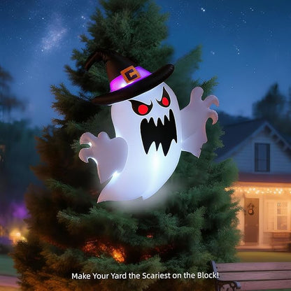 5 FT Halloween Decorations Window Inflatable Ghost with Build-in LEDs, Blow Up Flying Ghost, Blow Up Flying Ghost Broke Out from Windows for Halloweeen,Outdoor, Yard, Garden, Lawn Decoration