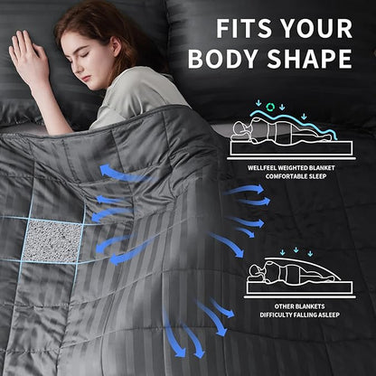 Weighted Blanket for Adult,25lbs Heavy Weighted Blanket 80"x87" Breathable Cooling Summer Blankets, Ultra Soft Cotton Comfort Throw Blanket with Glass Beads for All-Season (Dark Grey)