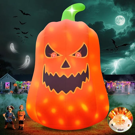 Kalolary 20FT Tall Halloween Inflatables Pumpkin Outdoor Decorations, Giant Pumpkin Ghost Blow Up Yard Decorations with Build-in Flashing Lights for Yard Garden Lawn Indoor Outdoor Decors