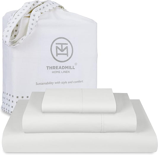 Threadmill Luxury 800 Thread Count 100% Cotton Sheets - Sateen Weave Twin XL Bed-Sheets, Better Than Egyptian Cotton,3 Pc Solid Bedding Set (Light Grey), Fits 15" Deep Pocket