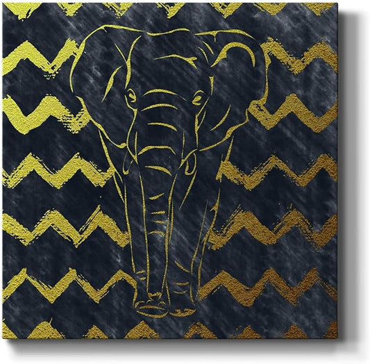 Colorful Animals Painting Wall Art on Canvas Modern Abstract Artwork, Brushed Elephant Wall Art, Ready to Hang, 40'' x 40''