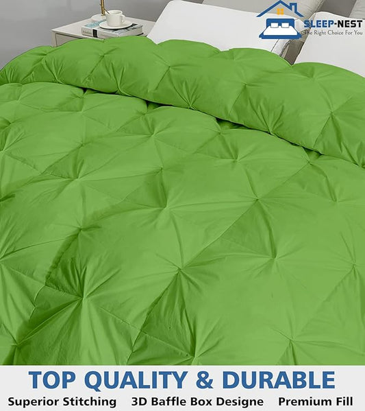 SLEEP-NEST Oversized King Comforter 120x120 Extra Large Breathable Down Alternative 1 Piece Pinch Pleated Comforter Duvet Insert with 8 Tabs/Loops for All Season Lightweight & Soft, Moss