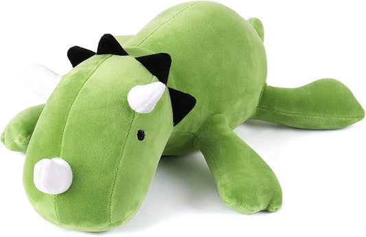 Weighted Plush, 24" 3.5 lbs Character Weight Stuffed Animals Dino Series, Cute Dino Plushie Dolls Throw Pillow Birthday Gifts for Children Kids Adults Pink (Green)