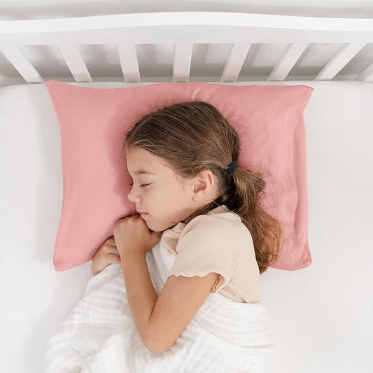 Comfy Cubs Toddler Pillow with Soft Cotton Pillowcase, 13"x18", Blush (2 Pack) - Kids Pillow for Sleeping & Travel - Comfortable Small Pillow - Kids Travel Pillow with Breathable Microfiber Fill