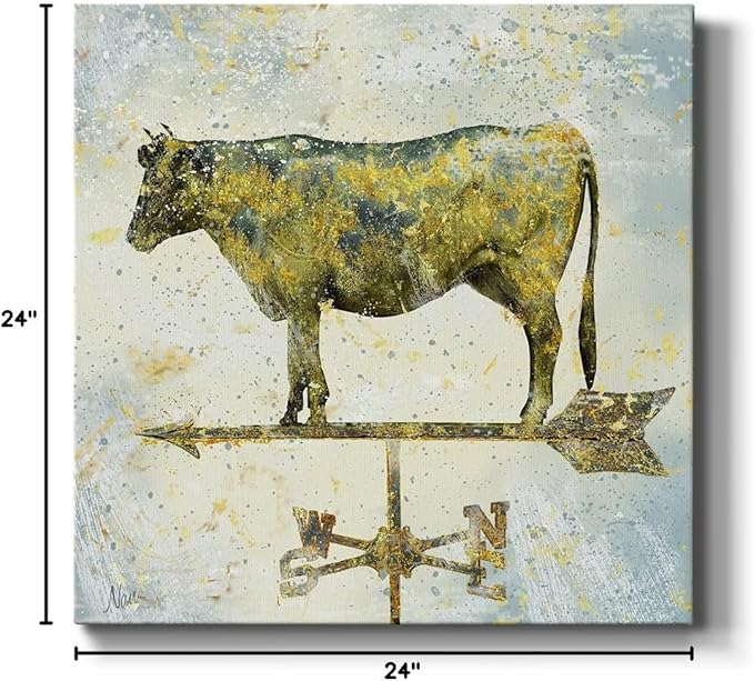Abstract Wall Art Animals Poster for Bedroom and Living Room,Americana Cow Wall Art, Ready to Hang, 24'' x 24''