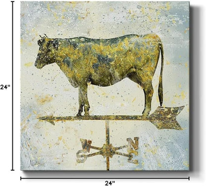 Abstract Wall Art Animals Poster for Bedroom and Living Room,Americana Cow Wall Art, Ready to Hang, 24'' x 24''