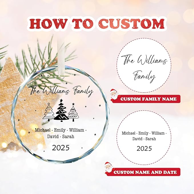 Family Christmas Ornaments 2025 Personalized, Family Ornaments with Custom Name, Tree Decorations, Customized