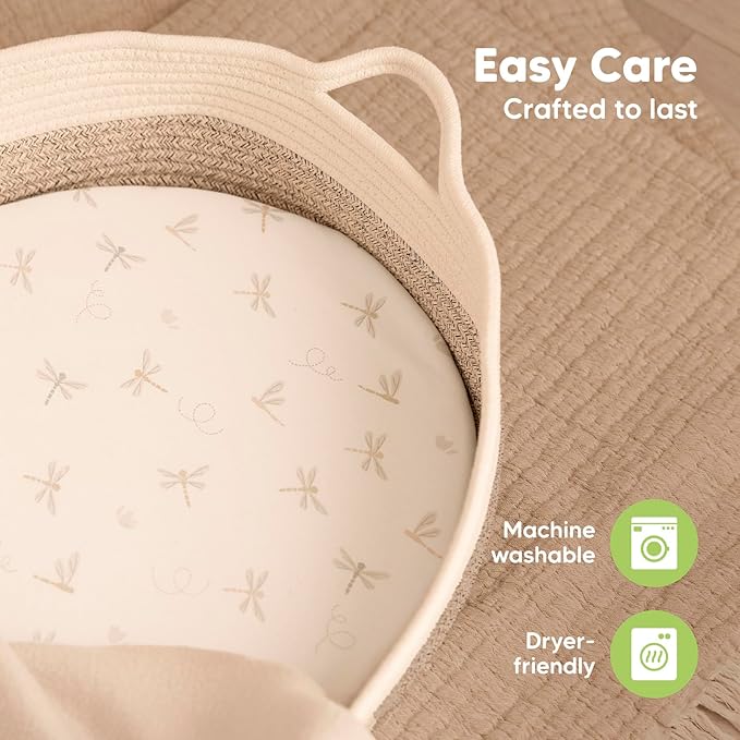 2-Pack Baby Bassinet Sheets Girl, Boy - Viscose Derived from Bamboo Fitted Bassinet Sheets Compatible with Halo Bassinest Swivel Sleeper, Baby Delight, Graco Bedside Bassinet Mattress Sheet (Meadow)