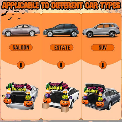 Kalolary 6FT Height Halloween Inflatables Trunk or Treat Car Decorations, Candy Pumpkin Arch Blow up Decorations with Built-in LED Lights Up for Halloween Party Lawn Yard SUV Car Luggage Decor
