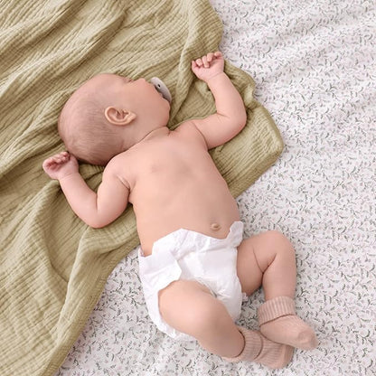 Lulu moon Muslin Quilt Blanket, Crib Blanket for Baby and Toddler,47x47 Inches(Khaki)