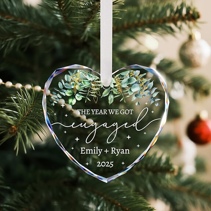 Engagement Ornament 2025 - Engagement Gifts for Couples - Personalized Gift for Newly Engaged Couples, Women, Fiance, Her - Bride to Be Gifts, First Christmas Just Engaged Ornament 2025