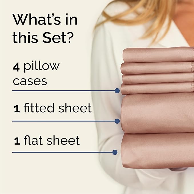 CGK Linens Cal King 6 Piece Sheet Set - Cooling Sheets for Hot Sleepers - Hotel Luxury Bedding Set with 8-16 Inch Deep Pockets - 1 Flat & 1 Fitted & 4 Pillowcases - Ultra Soft & Wrinkle Free - Mauve