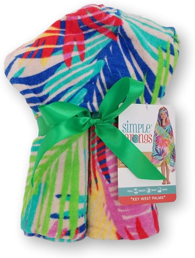 Key West Palms - Kids Hooded Beach Towel and Swimsuit Cover Up with Buttons