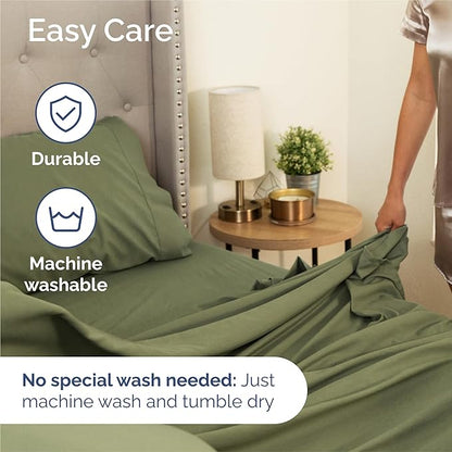 CGK Linens Cal King 6 Piece Sheet Set - Cooling Sheets for Hot Sleepers - Hotel Luxury Bedding Set with 8-16 Inch Deep Pockets - 1 Flat & 1 Fitted & 4 Pillowcases - Soft and Wrinkle Free - Sage Green