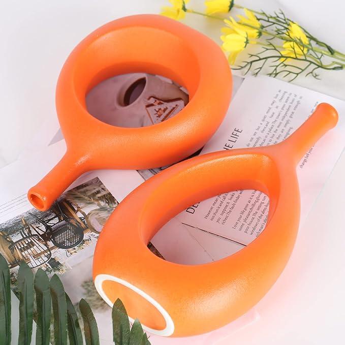 Orange Ceramic Vase Set 2,Modern Hollow Circle with Hole Flower Vase for Home Decor,for Table Centerpieces,Farmhouse,Fire Place,Living Room,Bedroom,Office,Bookshelf,Rustic Decor