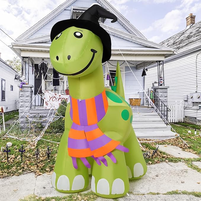 COMIN 6 FT Tall Halloween Inflatables Dinosaur Outdoor Decorations Blow Up Yard Decoration with Built-in LED for Yard Garden Party Lawn
