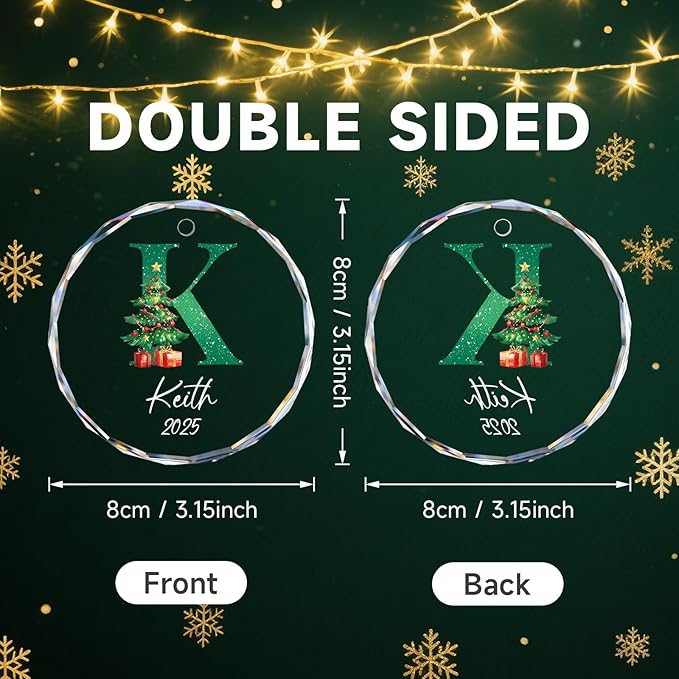 Personalized Christmas Ornaments with Names, Name Ornaments for Christmas Tree, Custom Initial Christmas Ornament for Kids and Adults, Stocking Name Tags