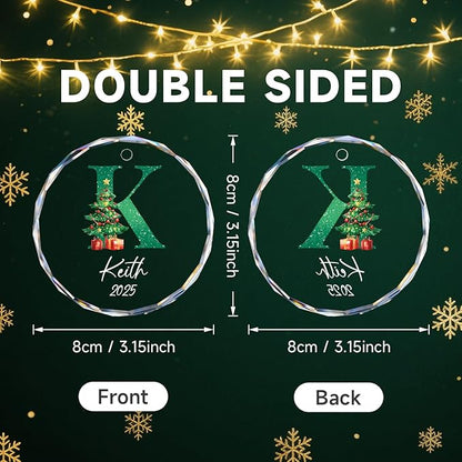 Personalized Christmas Ornaments with Names, Name Ornaments for Christmas Tree, Custom Initial Christmas Ornament for Kids and Adults, Stocking Name Tags