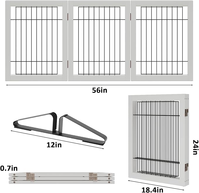 Dog Gate Foldable 3 Panel Pet Gates Extra Wide Dog Gates for Indoor Doorways Stairs 24in Height Support Feet Included