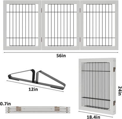 Dog Gate Foldable 3 Panel Pet Gates Extra Wide Dog Gates for Indoor Doorways Stairs 24in Height Support Feet Included