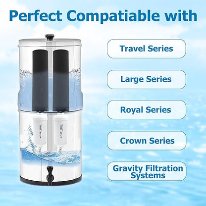 Fluoride Water Filter, Replacement for Berkey® PF-2® Elements, Berkey® Gravity Filtration System, including Big, Travel, Royal, Imperial and Crown Series, Natural filter material, Pack of 4