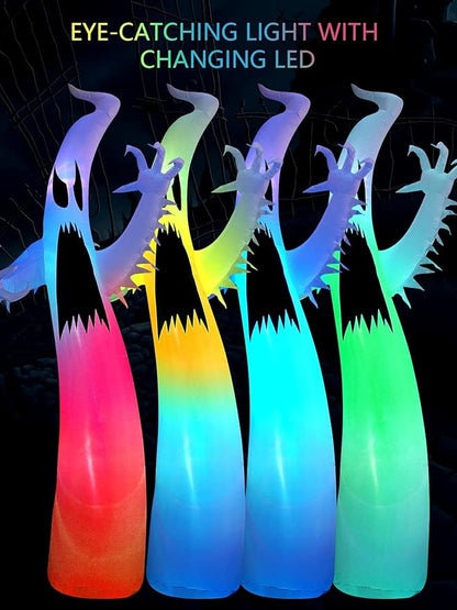 Kalolary 12FT Halloween Inflatables Scary Ghost Color Flashing Blow Up Skeleton Ghost, Outdoor Yard Inflatable Decoration with Multi-Colored LED Lights