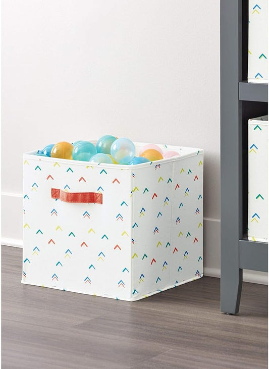 iDesign Arrow Fabric Storage Cube Bin, Medium Basket Container with Dual Side Handles for Closet, Bedroom, Toys, Nursery - Multicolored