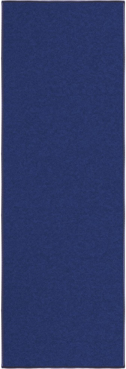 Machine Washable Modern Solid Design Non-Slip Rubberback 2x5 Traditional Runner Rug for Hallway, Kitchen, Bedroom, Entryway, 20" x 59", Navy