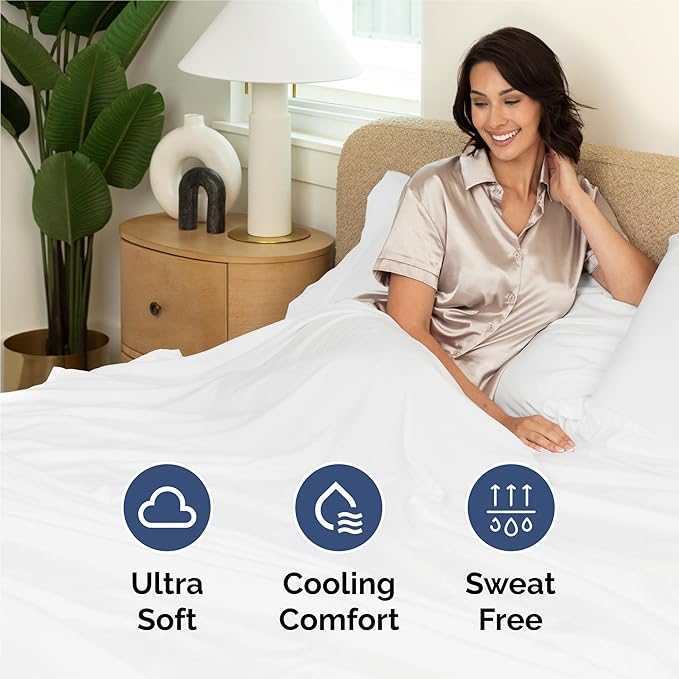 CGK Linens King 6 Piece Sheet Set - Cooling Sheets for Hot Sleepers - Hotel Luxury Bedding Set with 8-16 Inch Deep Pockets - 1 Flat & 1 Fitted & 4 Pillowcases - Soft, Easy Care & Wrinkle Free - White