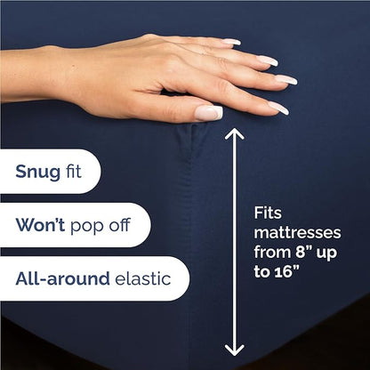 CGK Linens Twin XL 4 Piece Sheet Set - Cooling Sheets for Hot Sleepers - Hotel Luxury Bedding Set w/ 8-16 Inch Deep Pockets - 1 Flat & 1 Fitted & 2 Pillowcases - Soft, Comfy & Wrinkle Free - Navy Blue