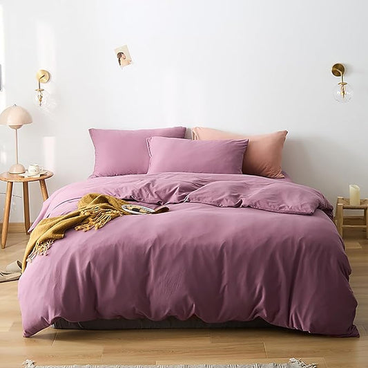 Purple Comforter Set King Women Dusty Purple Bedding Set Pale Mauve Blanket Quilts Dark Lilac Soft Breathable 3 Piece Comforter Set for King Bed Women Girls